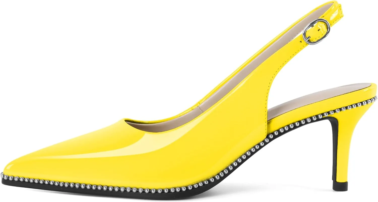 YODEKS Slingback Kitten Heels Women's Pointed Toe Low Heel Pumps 2.5 Inch Shoes Size 5-13