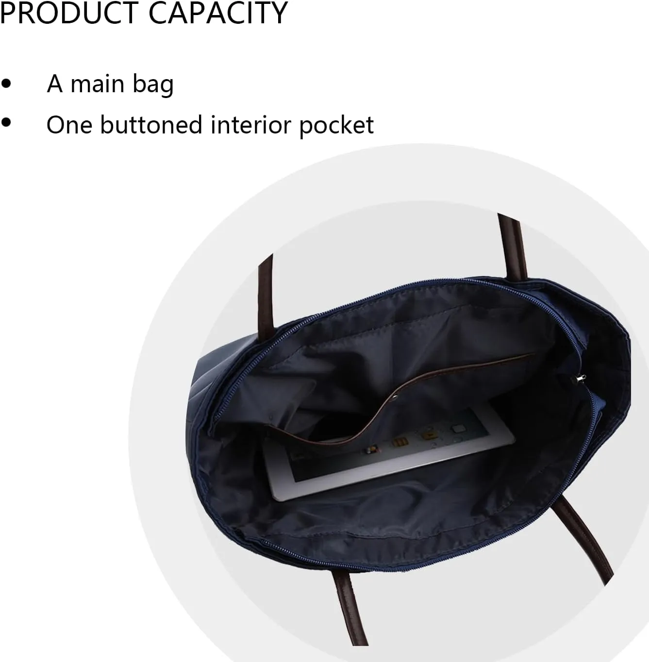 YONBEN® Big Black Purse Handbag with Organizer and Zipper, Lightweight and Waterproof Tote Bag with Compartment