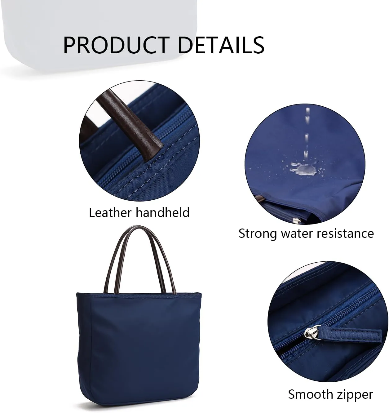 YONBEN® Big Black Purse Handbag with Organizer and Zipper, Lightweight and Waterproof Tote Bag with Compartment