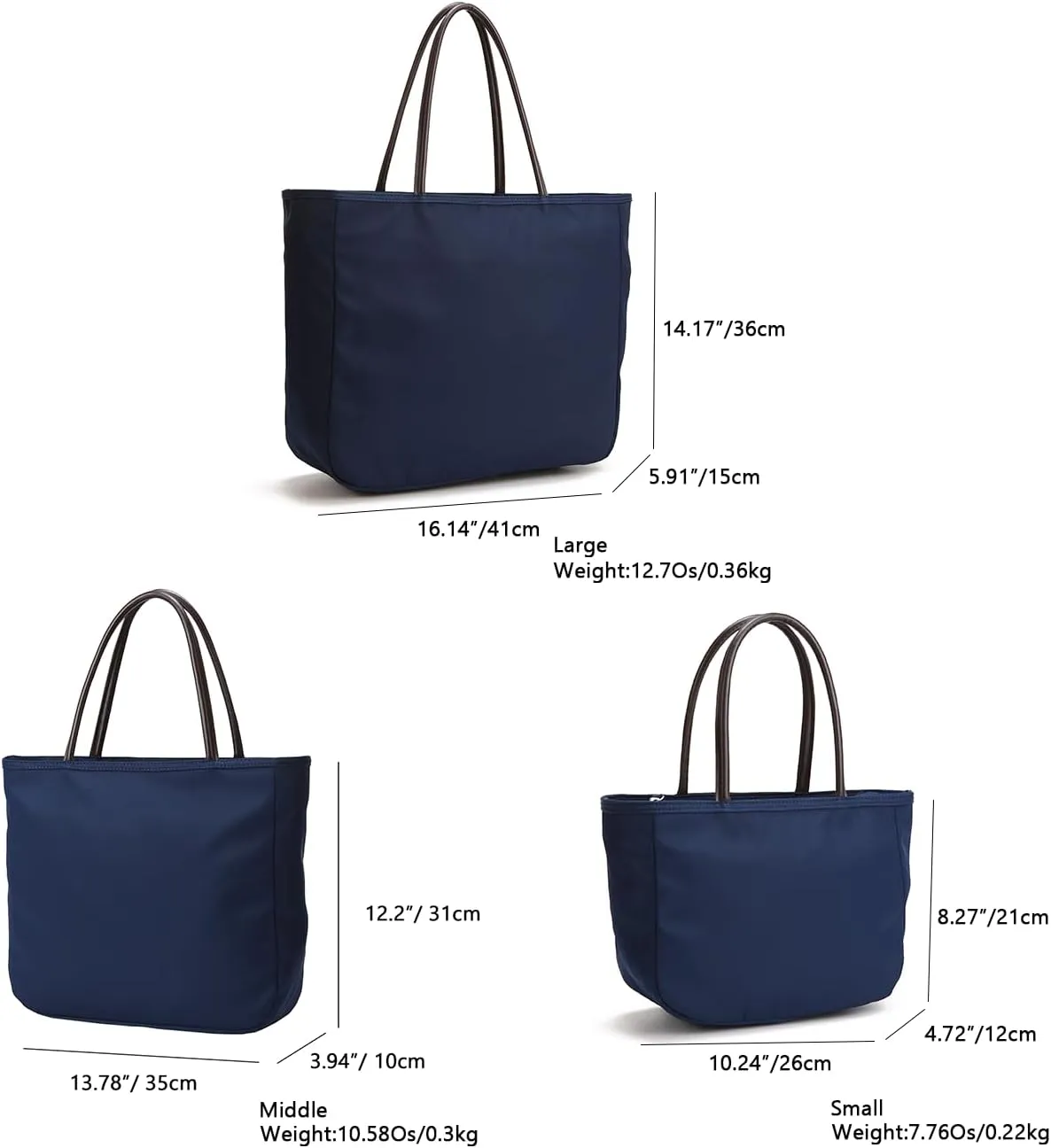 YONBEN® Big Black Purse Handbag with Organizer and Zipper, Lightweight and Waterproof Tote Bag with Compartment