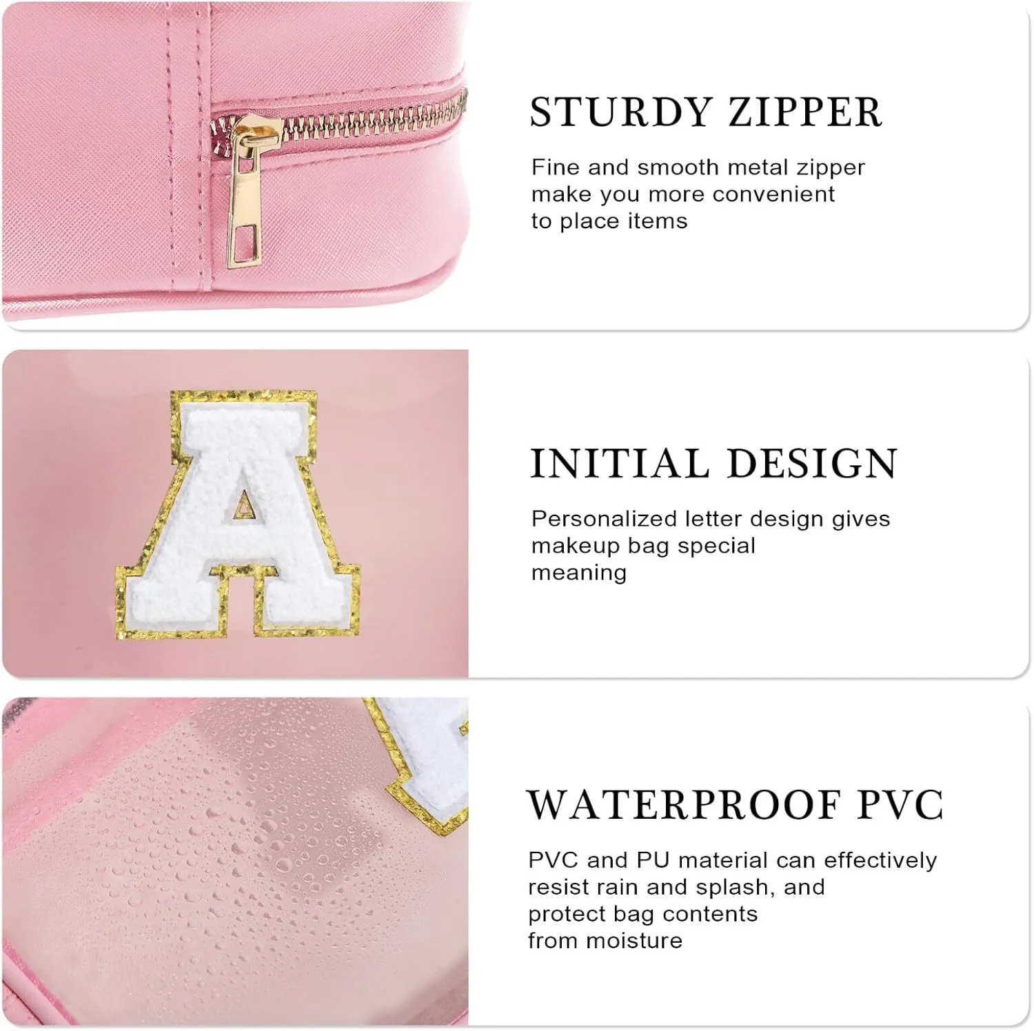 YOOLIFE Birthday Gifts for Her | Travel Clear Makeup Bag Toiletry Bag, Make up Bag Waterproof Toiletry Bags for Women Cosmetic Bag Preppy Stuff Personalized Girlfriend Wife Gifts Letter C