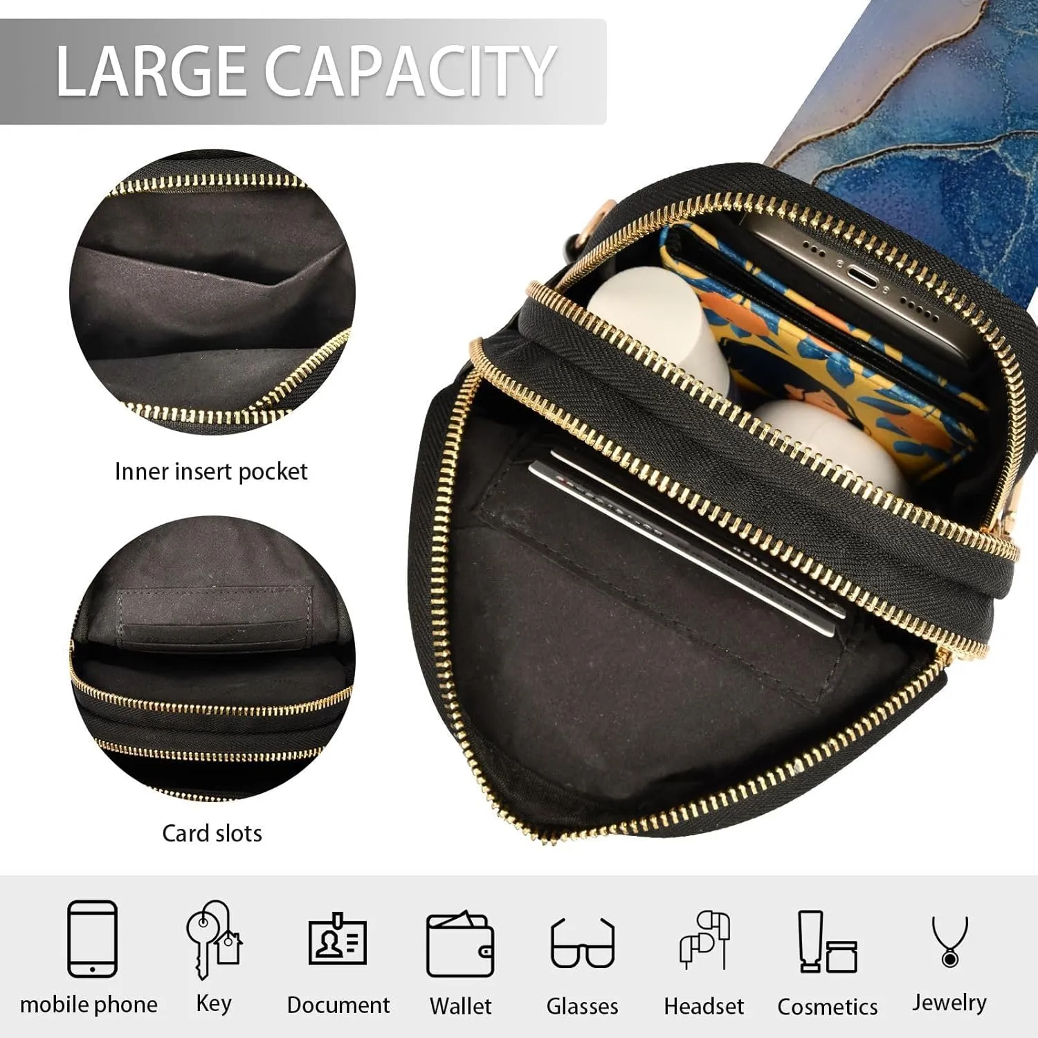 Yuiboo Leather Sling Bag Waterproof Bag Purses for Women for Day Pack