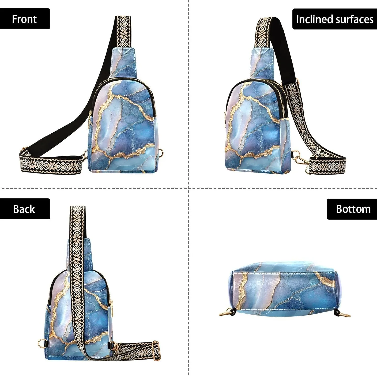 Yuiboo Leather Sling Bag Waterproof Bag Purses for Women for Day Pack