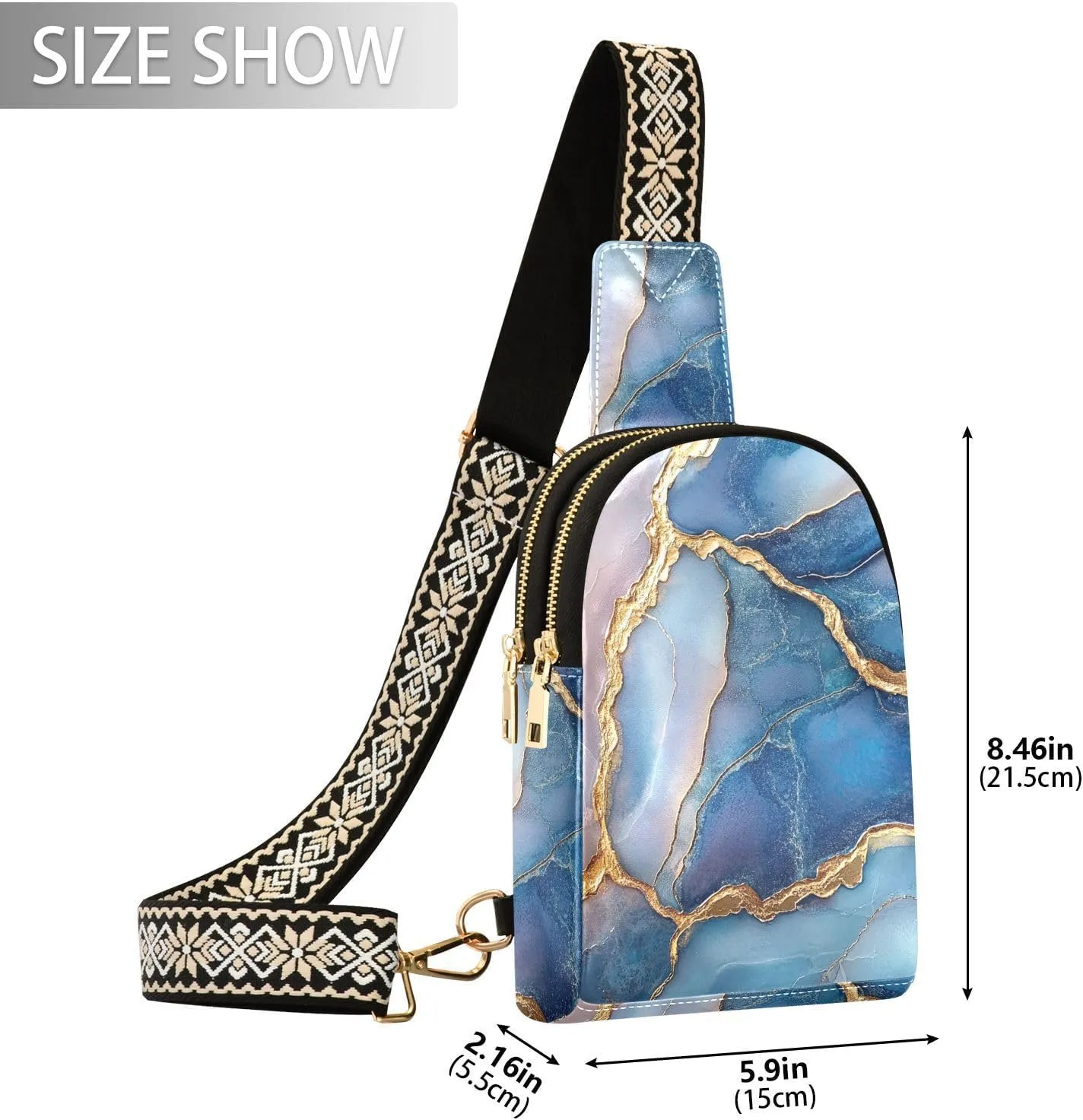 Yuiboo Leather Sling Bag Waterproof Bag Purses for Women for Day Pack