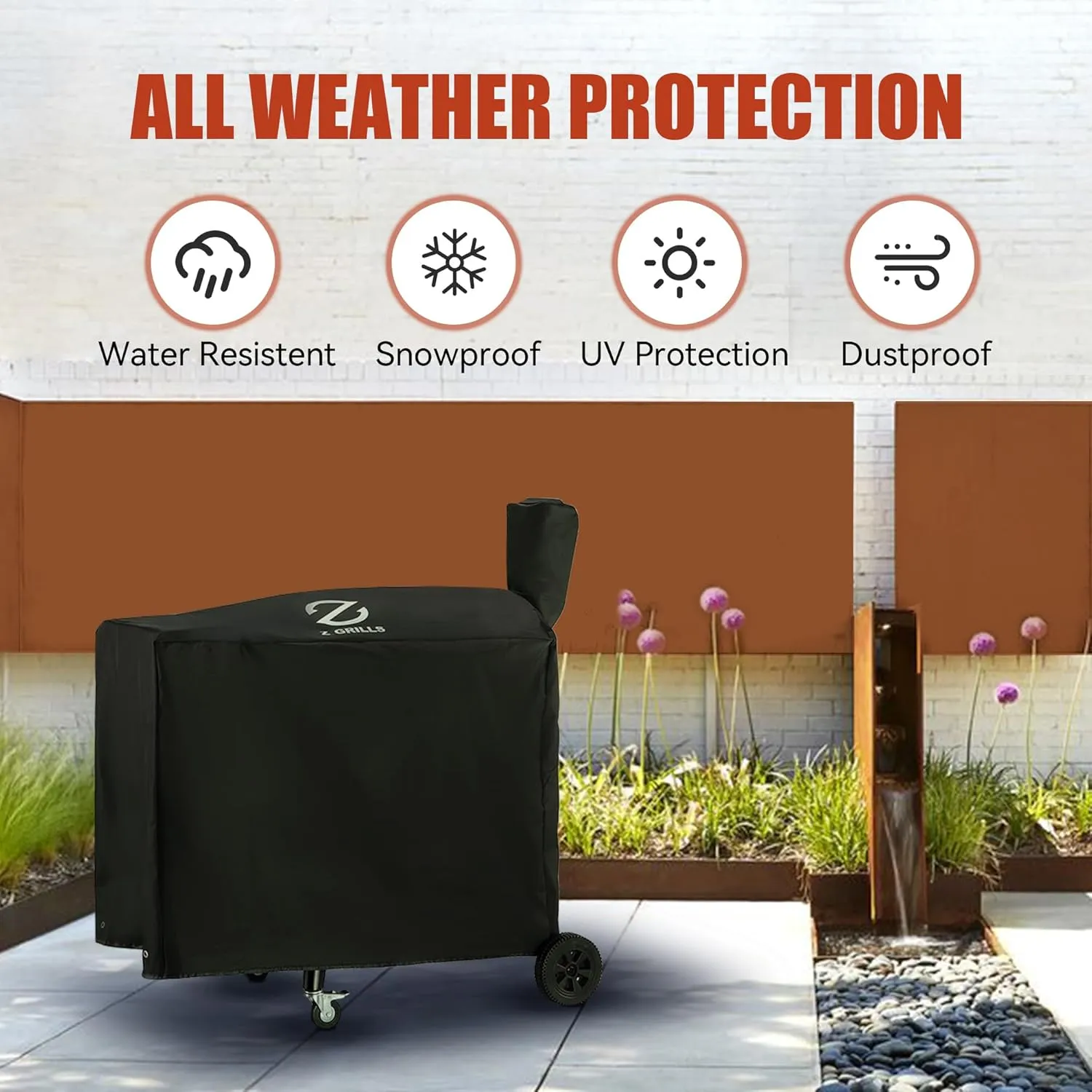 Z GRILLS Pellet Grill Cover 54 Inch | Official Genuine | Upgraded 600D Polyester Fabric, Heavy Duty, Waterproof, Weather Resistant Full Length Grill Cover for 700 Series and 10502B Pellet Smoker