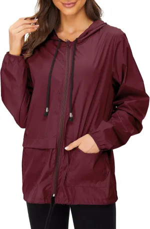 Zando Lightweight Rain Jacket Women Raincoat for Women Packable Rain Coat Windbreaker Rain Jackets Waterproof with Hood