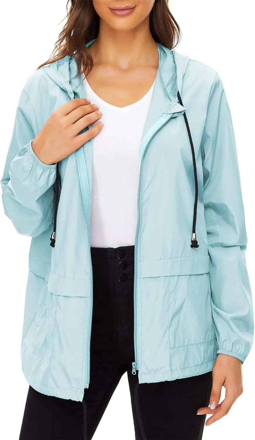 Zando Lightweight Rain Jacket Women Raincoat for Women Packable Rain Coat Windbreaker Rain Jackets Waterproof with Hood