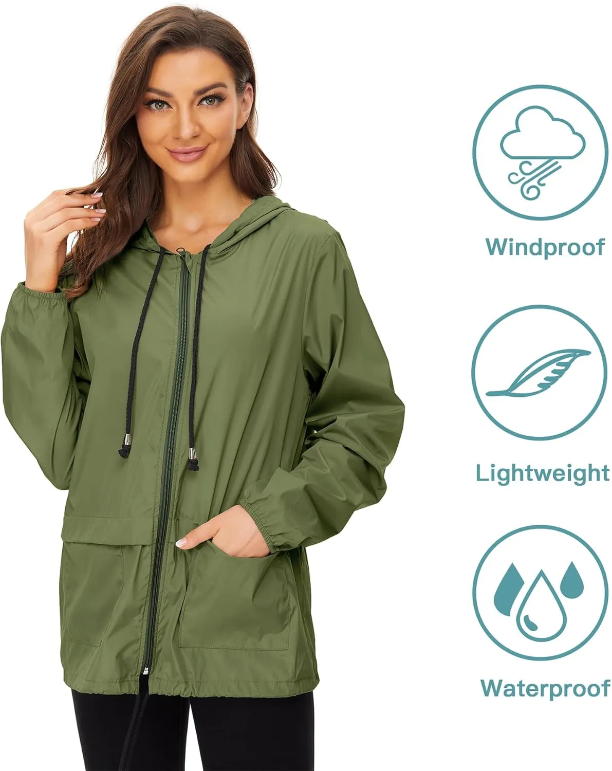 Zando Lightweight Rain Jacket Women Raincoat for Women Packable Rain Coat Windbreaker Rain Jackets Waterproof with Hood