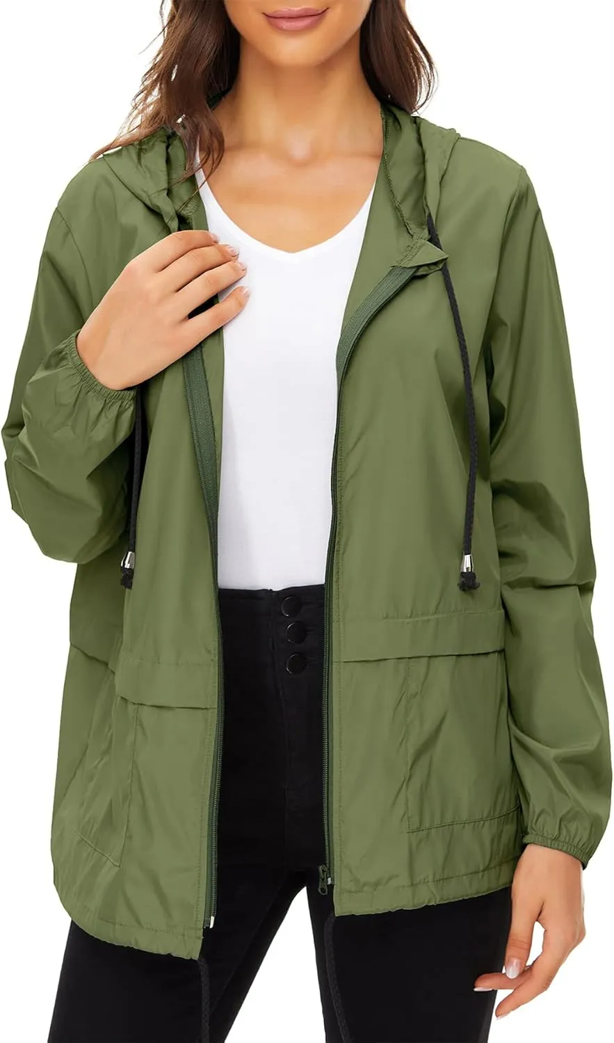 Zando Lightweight Rain Jacket Women Raincoat for Women Packable Rain Coat Windbreaker Rain Jackets Waterproof with Hood