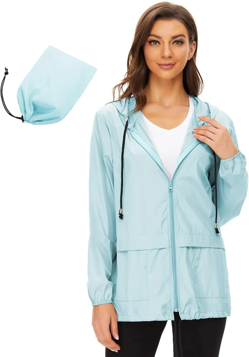 Zando Lightweight Rain Jacket Women Raincoat for Women Packable Rain Coat Windbreaker Rain Jackets Waterproof with Hood