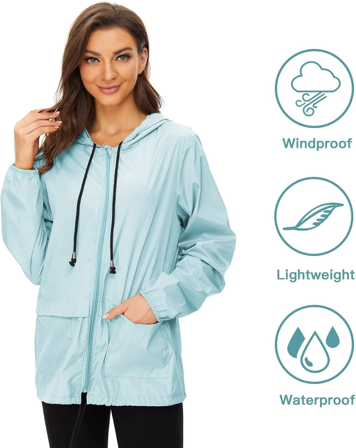 Zando Lightweight Rain Jacket Women Raincoat for Women Packable Rain Coat Windbreaker Rain Jackets Waterproof with Hood