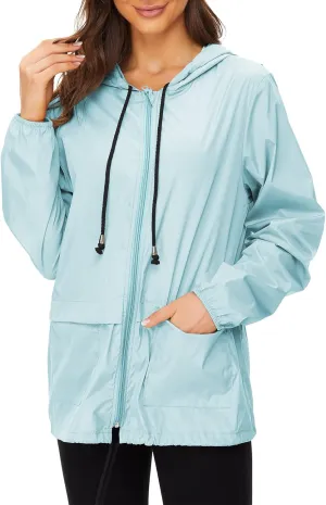 Zando Lightweight Rain Jacket Women Raincoat for Women Packable Rain Coat Windbreaker Rain Jackets Waterproof with Hood