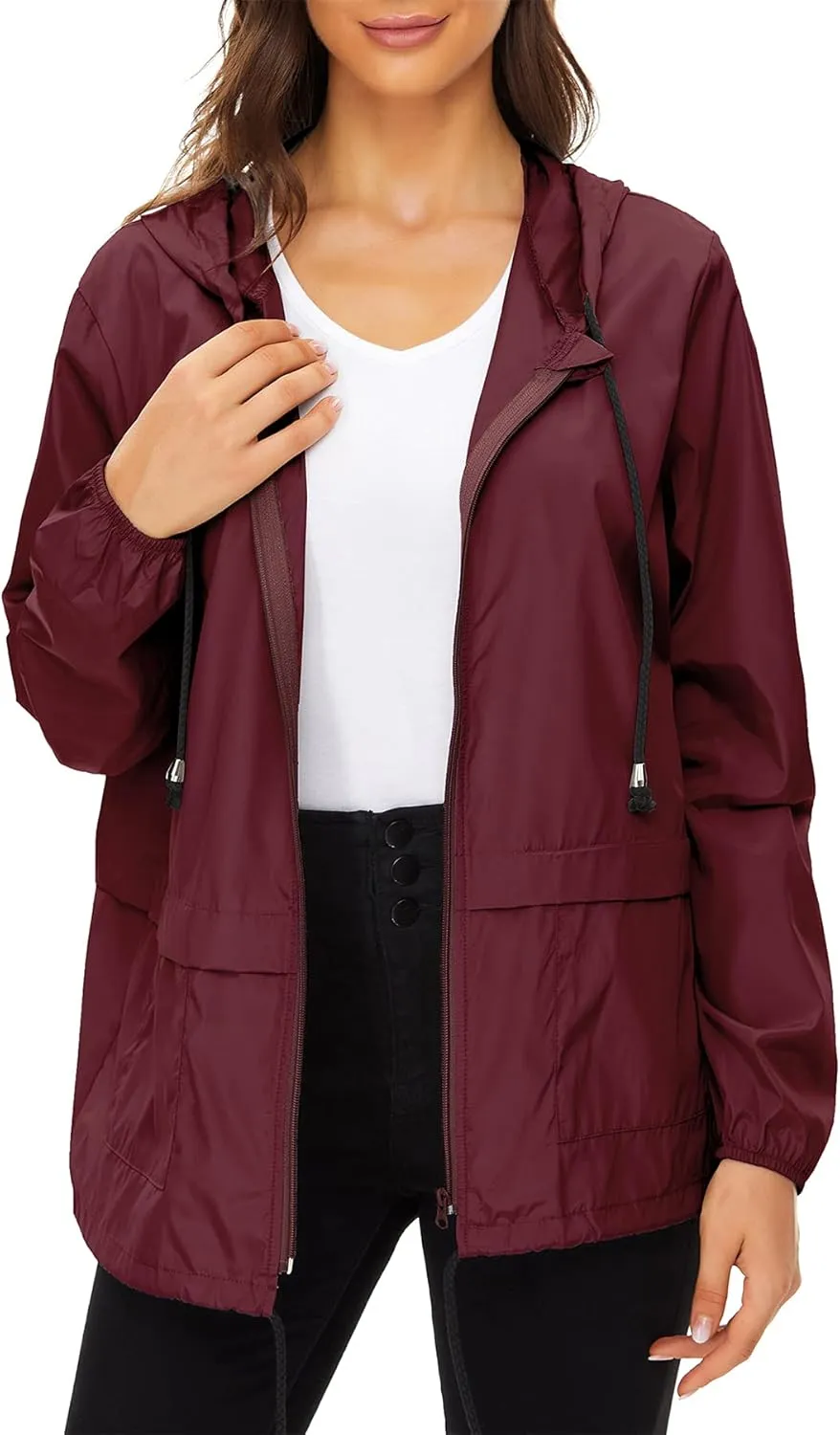 Zando Lightweight Rain Jacket Women Raincoat for Women Packable Rain Coat Windbreaker Rain Jackets Waterproof with Hood