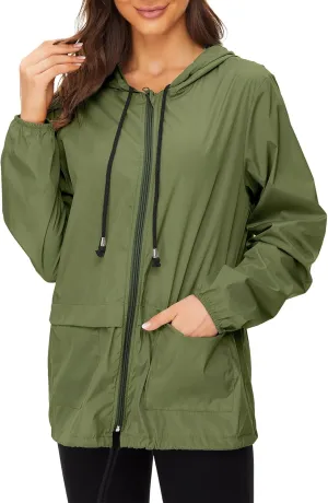 Zando Lightweight Rain Jacket Women Raincoat for Women Packable Rain Coat Windbreaker Rain Jackets Waterproof with Hood