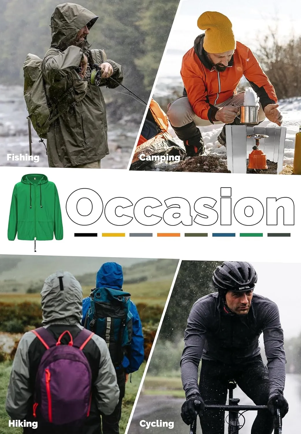 Zando Packable Mens Rain Jacket Lightweight Raincoat Waterproof with Hood Outdoor Windbreaker Jacket Travel Rain Jackets