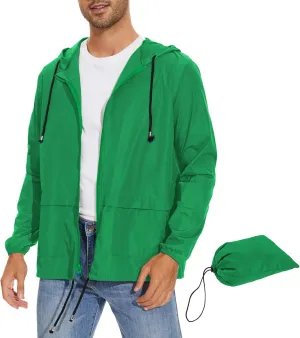 Zando Packable Mens Rain Jacket Lightweight Raincoat Waterproof with Hood Outdoor Windbreaker Jacket Travel Rain Jackets