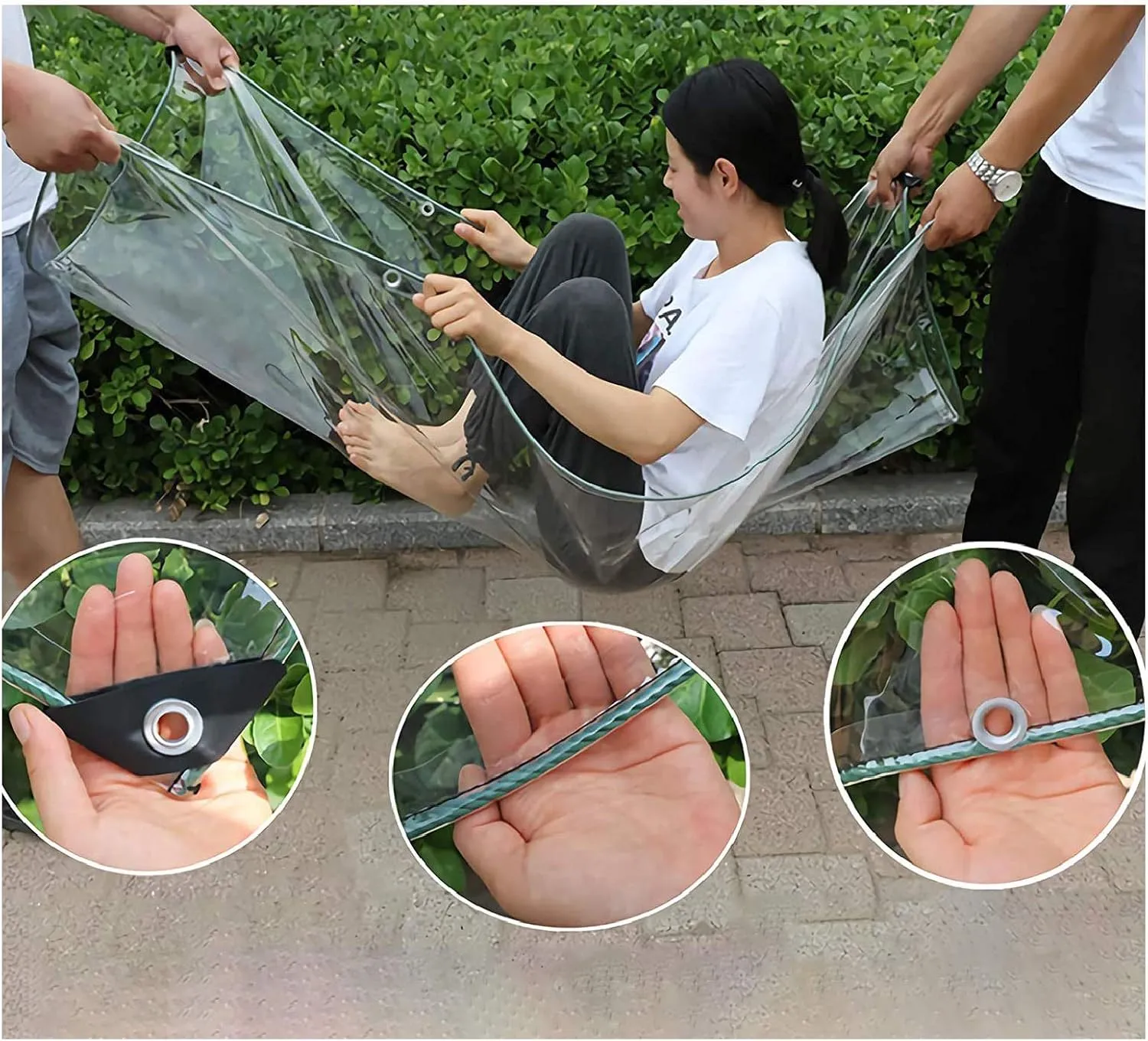 ZHANGQINGXIU Fabric Tarpaulin Outside PE Waterproof Tarpaulin Cover, Outside Sun Protection Tent, Transparent Rainproof Pergola Panel Curtain for Garden Terrace Roofing with Eyelets, 24 Sizes