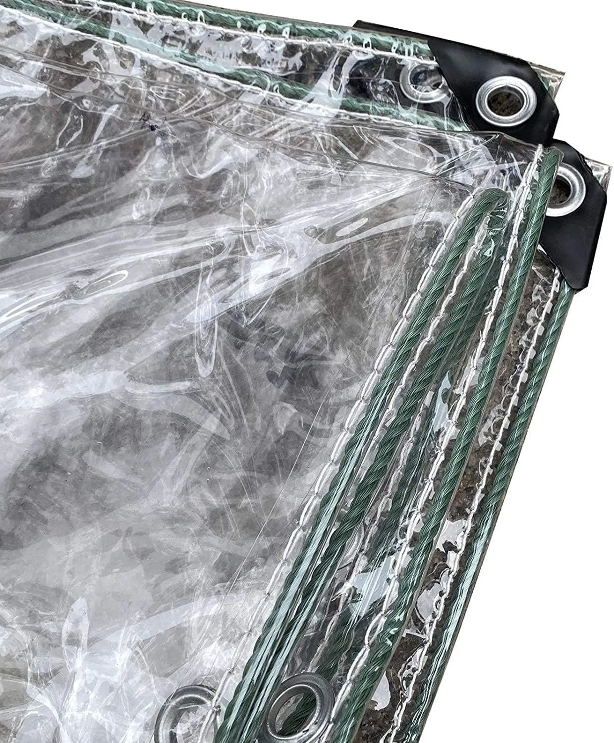 ZHANGQINGXIU Heavy Duty Tarpaulin Waterproof Tarp Sheet, Outdoor Transparent Partition with Eyelets, for Rainproof Windproof PVC Balcony Cover (400gsm), Customizable