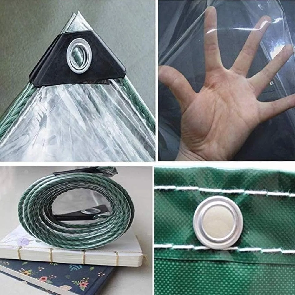 ZHANGQINGXIU Heavy Duty Tarpaulin Waterproof Tarp Sheet, Outdoor Transparent Partition with Eyelets, for Rainproof Windproof PVC Balcony Cover (400gsm), Customizable