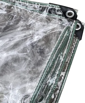 ZHANGQINGXIU Heavy Duty Tarpaulin Waterproof Tarp Sheet, Outdoor Transparent Partition with Eyelets, for Rainproof Windproof PVC Balcony Cover (400gsm), Customizable