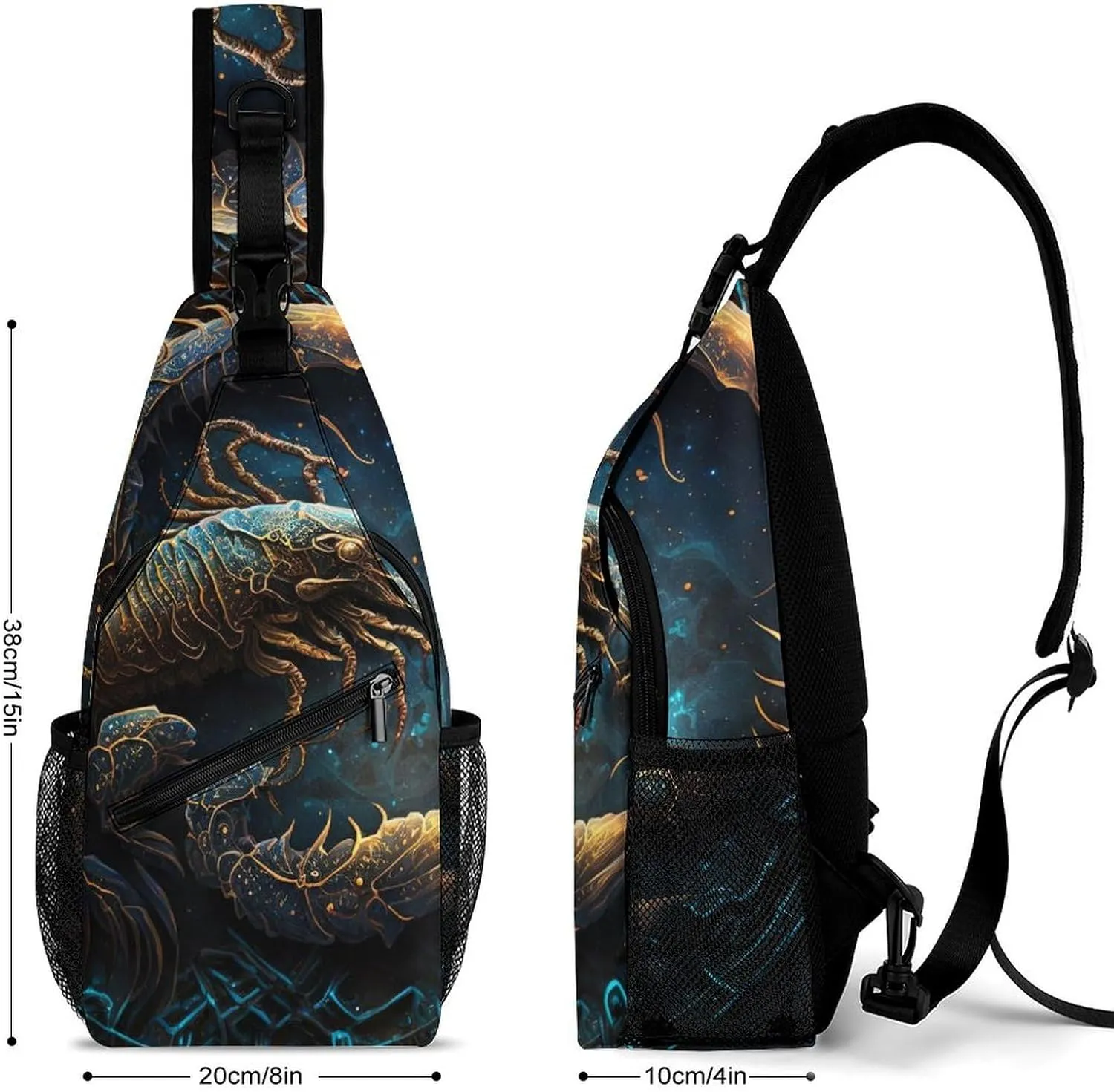 Zodiac-scorpius-symbols Sling Bag Crossbody Backpack for Men Women Chest Bag For Travel Hiking Cycling Camping, 38x20cm, Style-1