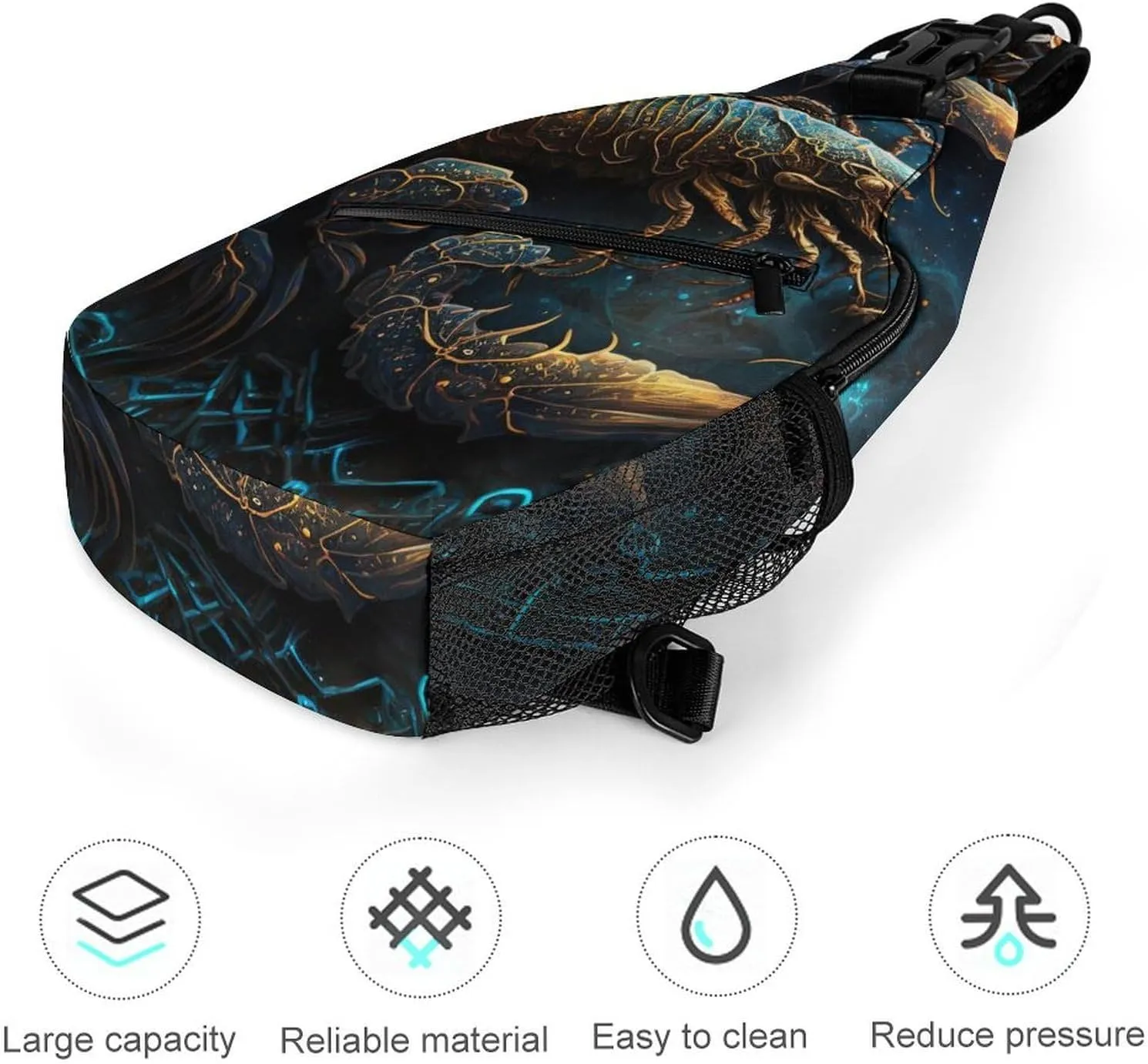 Zodiac-scorpius-symbols Sling Bag Crossbody Backpack for Men Women Chest Bag For Travel Hiking Cycling Camping, 38x20cm, Style-1