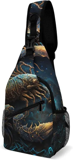 Zodiac-scorpius-symbols Sling Bag Crossbody Backpack for Men Women Chest Bag For Travel Hiking Cycling Camping, 38x20cm, Style-1
