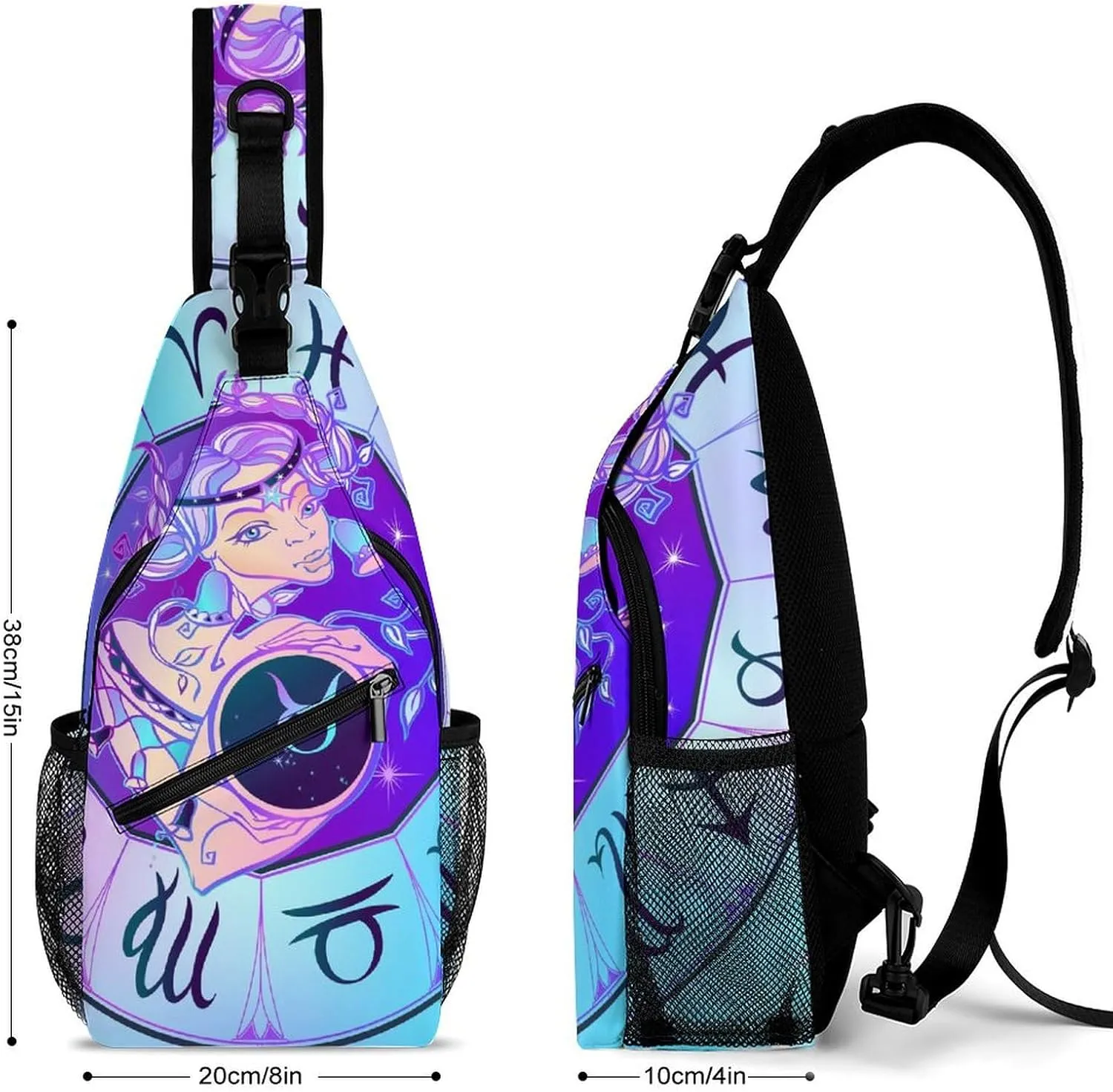 Zodiac-sign-taurus Sling Bag Crossbody Chest Bag Shoulder Bag For Travel Hiking Cycling Camping, 38x20cm, Style-1