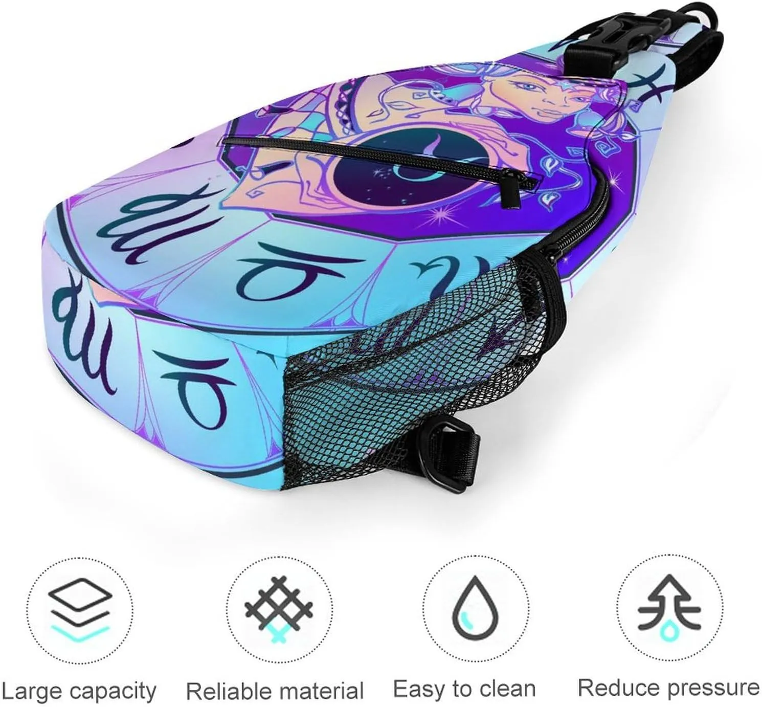 Zodiac-sign-taurus Sling Bag Crossbody Chest Bag Shoulder Bag For Travel Hiking Cycling Camping, 38x20cm, Style-1