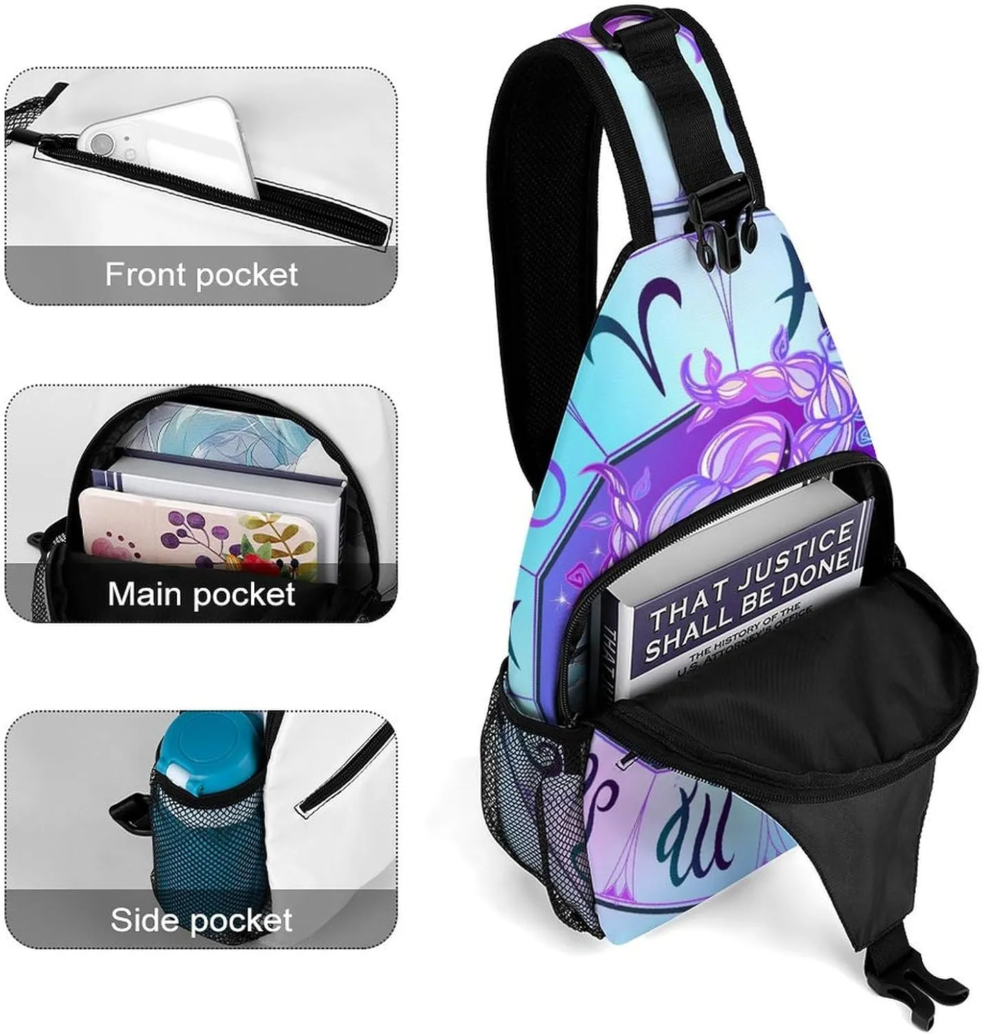 Zodiac-sign-taurus Sling Bag Crossbody Chest Bag Shoulder Bag For Travel Hiking Cycling Camping, 38x20cm, Style-1
