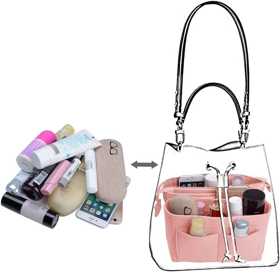 ZTUJO Purse Organizer, Bag Organizer, Insert Purse Organizer With 2 Packs In One Set For LV NeoNoe Noé Series perfectly