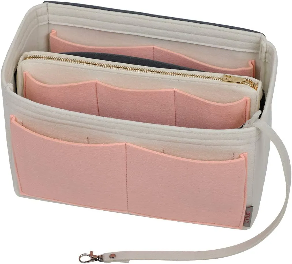 ZTUJO Purse Organizer Insert, Felt Bag Organizer with Metal Zipper, Handbag & Tote Shaper, For Speedy Neverfull Tote, 7 Sizes
