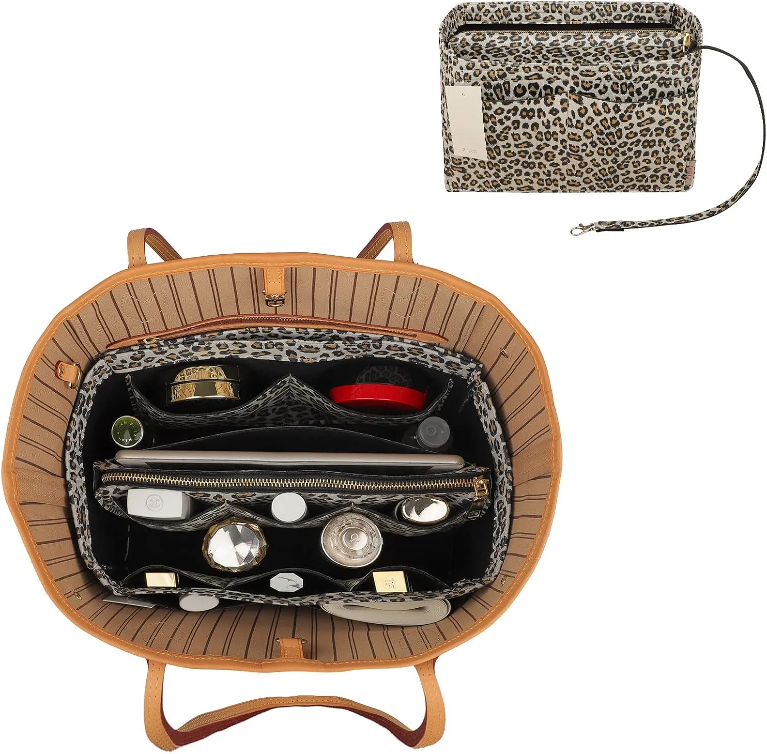 ZTUJO Purse Organizer Insert, Felt Bag Organizer with Metal Zipper, Handbag & Tote Shaper, For Speedy Neverfull Tote, 7 Sizes