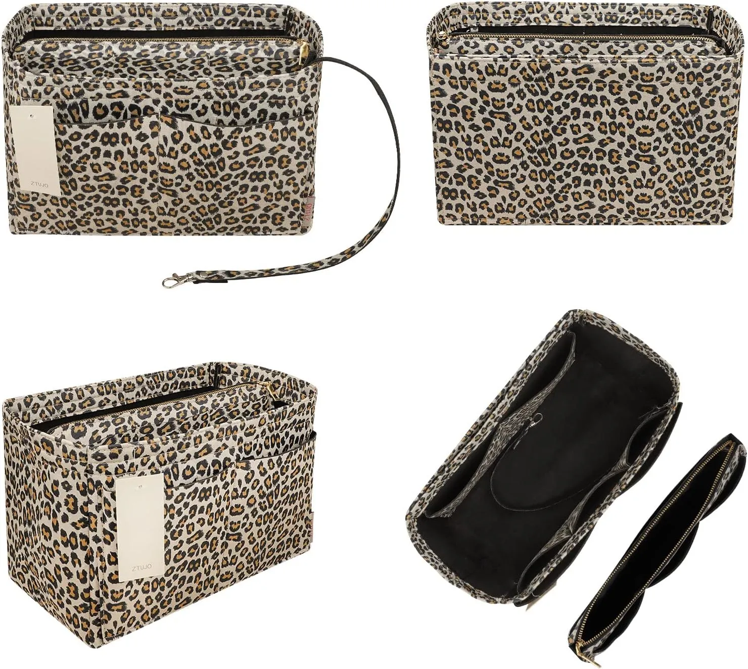 ZTUJO Purse Organizer Insert, Felt Bag Organizer with Metal Zipper, Handbag & Tote Shaper, For Speedy Neverfull Tote, 7 Sizes