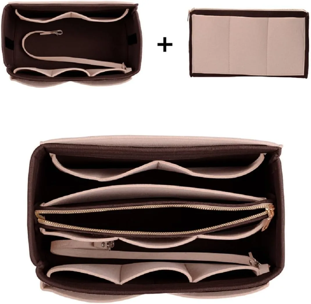 ZTUJO Purse Organizer Insert, Felt Bag Organizer with Metal Zipper, Handbag & Tote Shaper, For Speedy Neverfull Tote, 7 Sizes