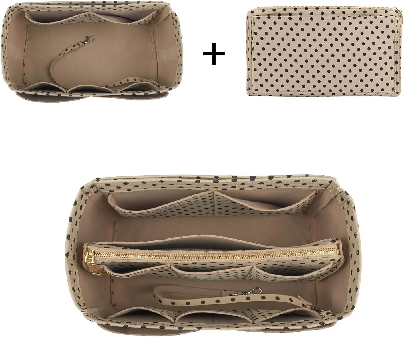ZTUJO Purse Organizer Insert, Felt Bag Organizer with Metal Zipper, Handbag & Tote Shaper, For Speedy Neverfull Tote, 7 Sizes