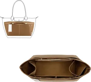 ZTUJO Purse Organizer Insert For Handbag & Tote Shaper,Tote Bag Organizer Insert For Speedy Neverful, 6 Sizes (Slender Large,Silky Brown)