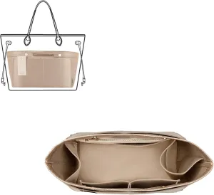 ZTUJO Purse Organizer Insert For Handbag & Tote Shaper,Tote Bag Organizer Insert For Speedy Neverful, 6 Sizes(Medium, Silky Beige)
