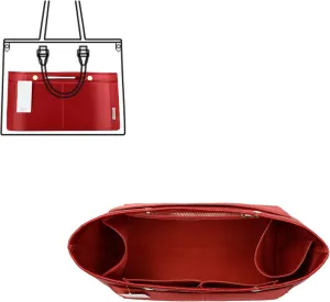 ZTUJO Purse Organizer Insert For Handbag & Tote Shaper,Tote Bag Organizer Insert For Speedy Neverful, 6 Sizes(Slender Medium,Silky Red)