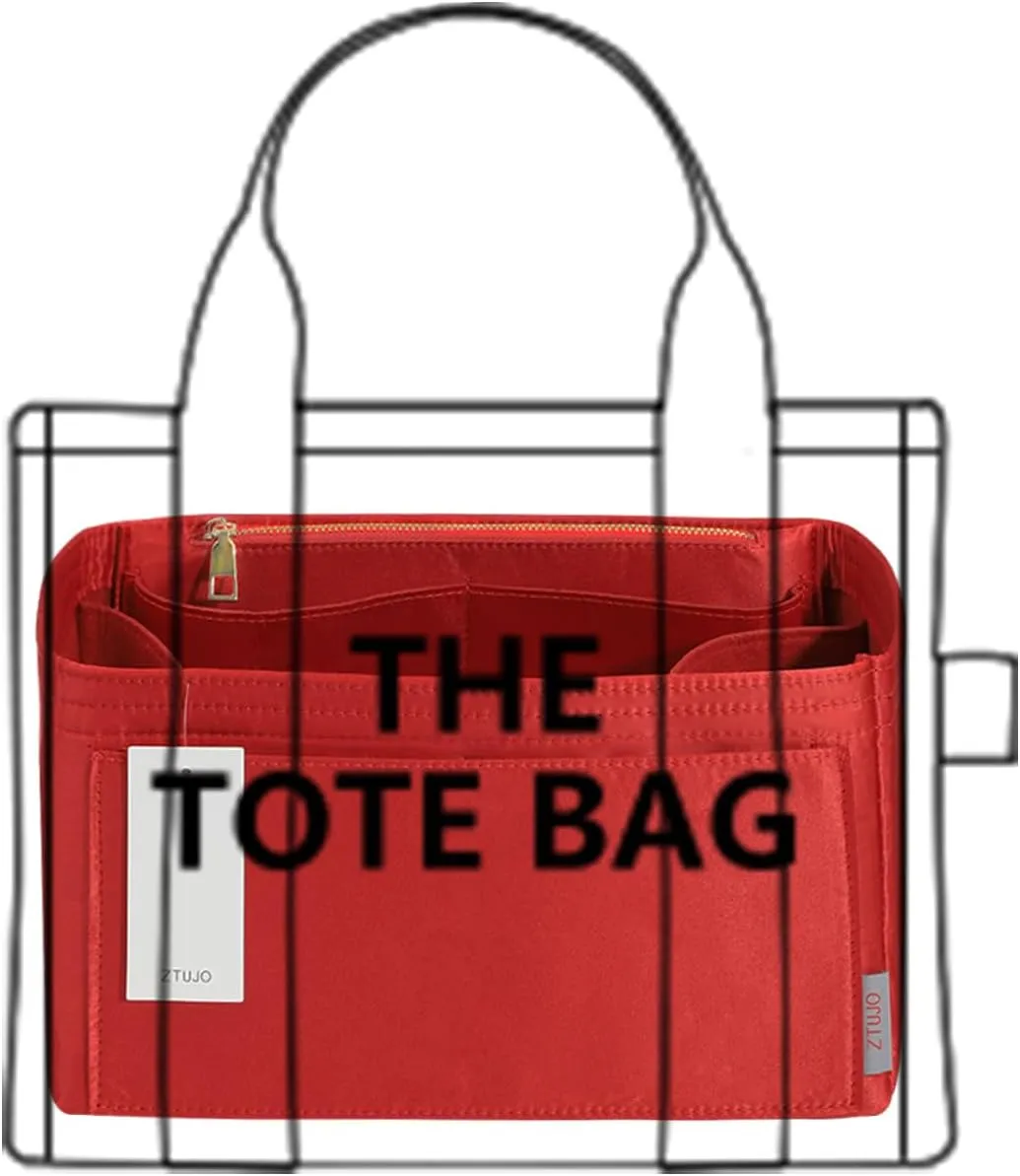 ZTUJO Purse Organizer Insert For Handbags, Silky Touching Bag Organizer Insert With Bottle Holder, Perfect for Speedy, Neverfull, Tote,ONTHEGO,Artsy,Handbag and More (Medium, Silky Red)