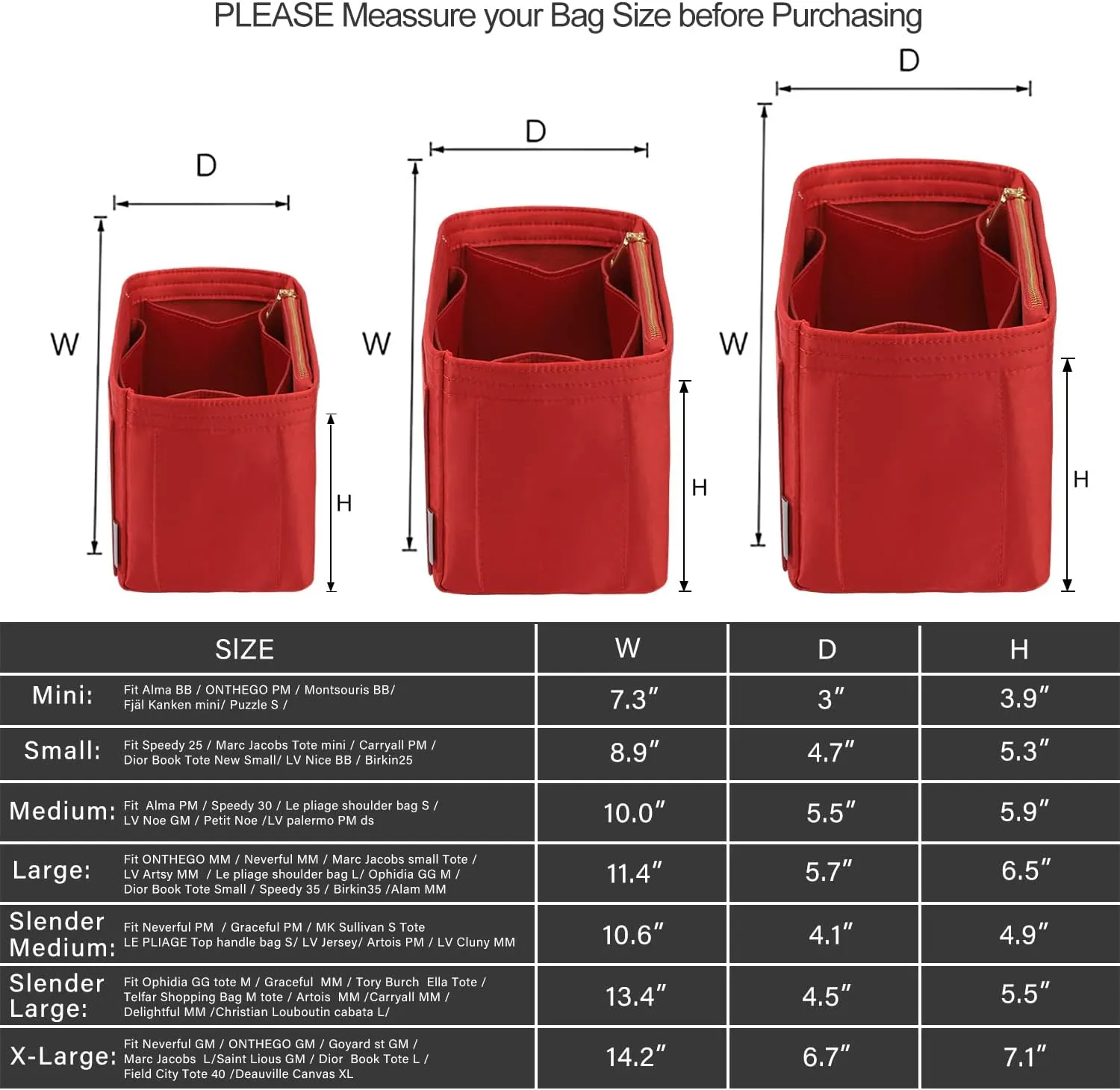 ZTUJO Purse Organizer Insert For Handbags, Silky Touching Bag Organizer Insert With Bottle Holder, Perfect for Speedy, Neverfull, Tote,ONTHEGO,Artsy,Handbag and More (Medium, Silky Red)