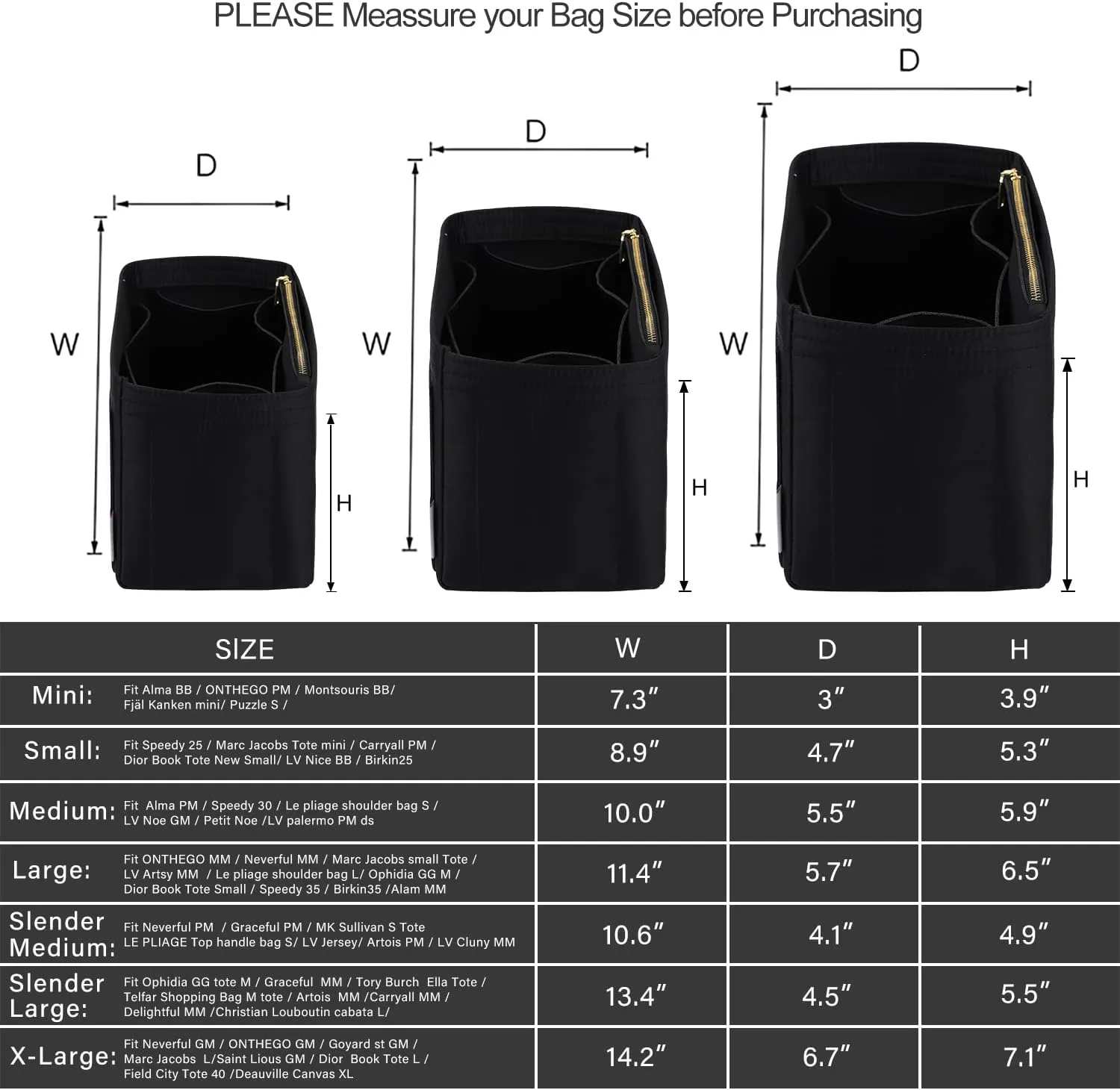 ZTUJO Purse Organizer Insert For Handbags, Silky Touching Bag Organizer Insert With Bottle Holder, Perfect for Speedy, Neverfull, Tote,ONTHEGO,Artsy,Handbag and More (Slender Medium, Silky Black)